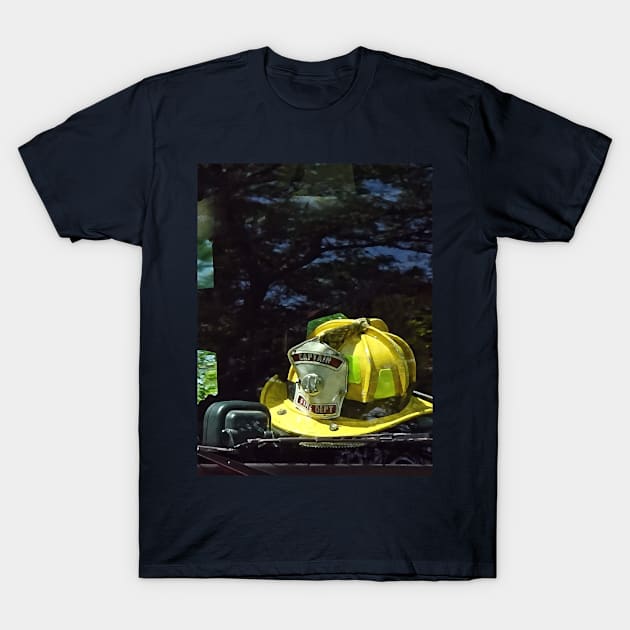 Yellow Fire Captain's Helmet T-Shirt by SusanSavad